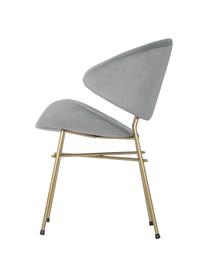 Čalouněná židle s velurovým potahem Cheri, s vodoodpudivým potahem, Světle šedá, mosazná, Š 57 cm, H 55 cm