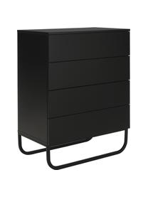 Cómoda cajonera Sanford, Estructura: tablero de fibras de dens, Parte trasera: tablero de fibras de desi, Patas: metal con pintura en polv, Negro, An 80 x Al 106 cm