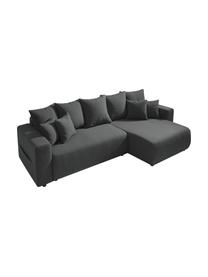 Sofa narożna z funkcją spania i miejscem do przechowywania Elvi, Tapicerka: poliester z powłoką hydro, Nogi: tworzywo sztuczne, Antracytowy, S 282 x G 153 cm