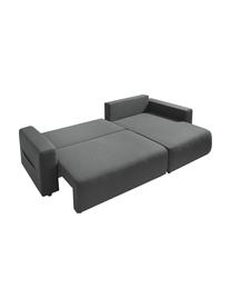 Sofa narożna z funkcją spania i miejscem do przechowywania Elvi, Tapicerka: poliester z powłoką hydro, Nogi: tworzywo sztuczne, Antracytowy, S 282 x G 153 cm