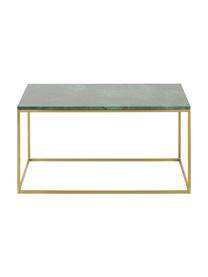Table basse marbre Alys, Plateau : marbre vert Structure : couleur dorée, brillant, larg. 80 x haut. 40 cm