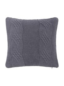 Federa arredo fatta a maglia con motivo a rilievo Jonah, 100% cotone, Grigio scuro, Larg. 40 x Lung. 40 cm