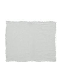 Manteles individuales de lino Pom Pom, 2 uds., Lino, Gris claro, An 35 x L 45 cm