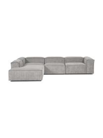 Narożna sofa modułowa XL ze sztruksu Lennon, Tapicerka: sztruks (92% poliester, 8, Stelaż: lite drewno, sklejka, Nogi: tworzywo sztuczne, Szary sztruks, S 329 x G 269 cm, lewostronna