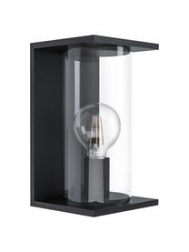 Aplique para exterior Cascinetta, Pantalla: vidrio, Estructura: acero galvanizado, Negro, transparente, An 17 x Al 28 cm