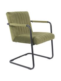 Chaise cantilever en velours Stitched, Vert olive