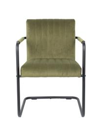 Chaise cantilever en velours Stitched, Vert olive