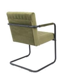 Chaise cantilever en velours Stitched, Vert olive