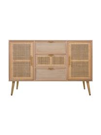 Credenza in legno Cayetana, Piedini: legno di bambù verniciato, Legno di bambù, marrone chiaro, dorato, Larg. 120 x Alt. 81 cm