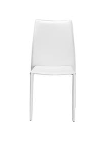 Leren stoelen Soléne, 2 stuks, Zitvlak: gerecycled leer, Frame: metaal bekleed met gerecy, Wit, B 48 x D 60 cm