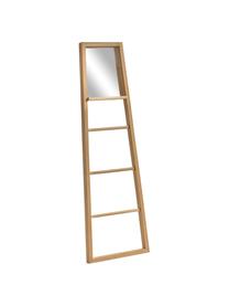 Scheve spiegel Flavina met licht houten frame en ladderplank, Lijst: hout, Licht hout, B 55 cm x H 180 cm