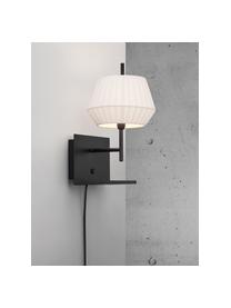 Klassieke wandlamp Dicte met stekker, Lampenkap: stof, Wit, zwart, 21 x 38 cm