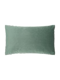 Poszewka na poduszkę z aksamitu Lucie, 100% aksamit (poliester), Ciemny zielony, S 30 x D 50 cm