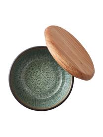 Set de cuencos con tapadera de madera Gasper, 3 uds., Negro, verde, madera de roble, Set de diferentes tamaños