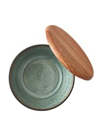 Set de cuencos con tapadera de madera Gasper, 3 uds., Negro, verde, madera de roble, Set de diferentes tamaños