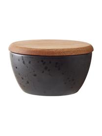 Set de cuencos con tapadera de madera Gasper, 3 uds., Negro, verde, madera de roble, Set de diferentes tamaños