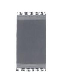 Fouta avec envers en tissu éponge Freddy, Gris foncé, larg. 100 x long. 180 cm