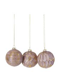 Kerstballen Beauty Ø 8 cm, 3 stuks, Roze, goudkleurig, Ø 8 cm