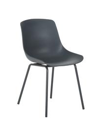 Sedia color grigio scuro con gambe in metallo Dave 2 pz, Seduta: materiale sintetico, Gambe: metallo verniciato a polv, Grigio scuro, Larg. 46 x Prof. 53 cm