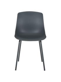 Kunststoffen stoelen Dave met metalen poten, 2 stuks, Zitvlak: kunststof, Poten: gepoedercoat metaal, Donkergrijs, B 46 x D 53 cm