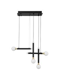 Design LED hanglamp Cayo met glazen lampenkappen, Decoratie: gecoat aluminium, Baldakijn: gecoat aluminium, Zwart, goudkleurig, wit, B 51 x H 39 cm