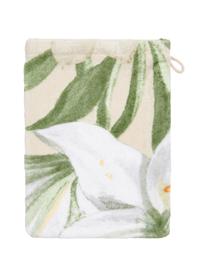 Gant de toilette imprimé floral Rosalee, Beige, blanc, vert, orange