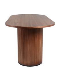 Ovaler Esstisch Bianca mit Eichenholzfunier, 200 x 90 cm, Tischplatte: Mitteldichte Holzfaserpla, Beine: Trompetenbaumholz, lackie, Eichenholz, dunkel lackiert, B 200 x T 90 cm