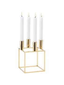 Candelabro forma di cubo Kubus, Acciaio, ottonato, spazzolato, Ottone, Larg. 14 x Alt. 20 cm