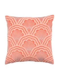 Housse de coussin en velours brodé 45x45 Chelsey, Corail