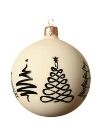 Bolas de Navidad Cartoony, Ø 8 cm, 2 uds., Vidrio, Blanco, negro, Ø 8 cm