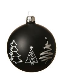 Bolas de Navidad Cartoony, Ø 8 cm, 2 uds., Vidrio, Blanco, negro, Ø 8 cm