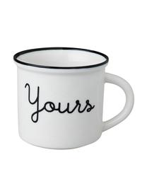 Tazas de café Yours & Mine, 2 uds., Porcelana, Blanco, negro, Ø 9 x Al 13 cm