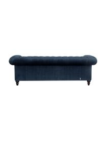 Sofá Chesterfield de terciopelo Gladis (3 plazas), Tapizado: 100% poliéster, Patas: madera de roble lacado, Terciopelo azul oscuro, An 230 x Al 74 cm