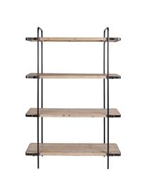 Estantería de madera y metal Jerrod, Estructura: metal epoxidado y con pin, Estantes: tablero de fibras de dens, Negro, marrón, An 122 x Al 180 cm