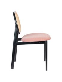 Chaise capitonnée rétro avec cannage Spike, Rose, noir, beige, larg. 46 x prof. 58 cm