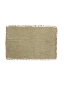 Katoenen placemats Atria in beige/gevlekt met franjes, 2 stuks, 100% katoen, Groenbruin, B 33 x L 48 cm