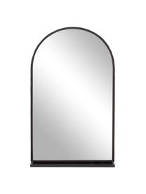 Espejo de pared de metal Grisell, Estante: vidrio, Espejo: cristal, Negro, An 46 x Al 77 cm