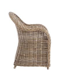 Sedia in rattan con braccioli e cuscino Martin, Marrone, Larg. 60 x Prof. 67 cm