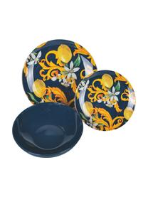 Súprava tanierov s farebným dizajnom Italian Beauty, 6 osôb (18 dielov), Porcelán, Biela, žltá a modrá, 6 osoby (18 dielov)