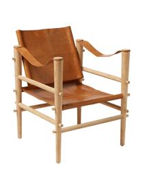 Fauteuil en cuir avec structure en bambou Noble, Bambou, brun clair