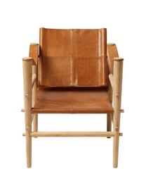 Fotel ze skóry Noble, Drewno bambusowe, jasny brązowy, S 61 x G 59 cm