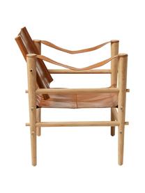 Sedia a poltrona in pelle Noble, Struttura: legno di bambù, carbonizz, Legno di bambù, marrone chiaro, Larg. 61 x Prof. 59 cm