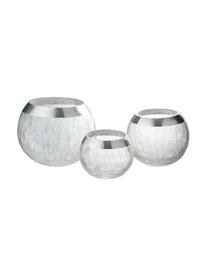 Teelichthalter Lackle, Glas, lackiert, Transparent, Silberfarben, Ø 14 x H 11 cm
