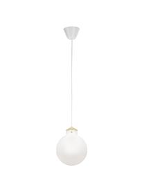 Hanglamp Raito van glas, Opaalglas, metaal, Opaalwit, messingkleurig, Ø 30  x H 37 cm