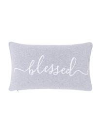 Housse de coussin rectangulaire réversible Besina, Gris clair, blanc crème