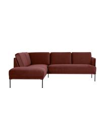 Sofa narożna z aksamitu z metalowymi nogami Fluente, Tapicerka: aksamit (wysokiej jakości, Nogi: metal malowany proszkowo, Aksamitny rdzawoczerwony, S 221 x G 200 cm