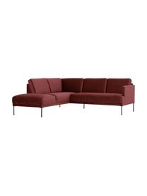 Samt-Ecksofa Fluente in Rostrot mit Metall-Füssen, Bezug: Samt (Hochwertiger Polyes, Gestell: Massives Kiefernholz, Samt Rostrot, B 221 x T 200 cm