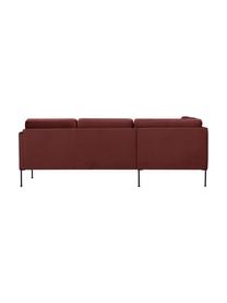 Sofa narożna z aksamitu z metalowymi nogami Fluente, Tapicerka: aksamit (wysokiej jakości, Nogi: metal malowany proszkowo, Aksamitny rdzawoczerwony, S 221 x G 200 cm