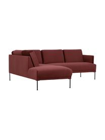 Sofa narożna z aksamitu z metalowymi nogami Fluente, Tapicerka: aksamit (wysokiej jakości, Nogi: metal malowany proszkowo, Aksamitny rdzawoczerwony, S 221 x G 200 cm