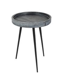 Okrúhly mramorový odkladací stolík Karrara, Doska: sivá, mramorovaná<br>Nohy: čierna